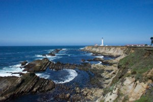 The Point Arena - Stornetta Lands with the Lighthouse in the distance by Allen Vinson