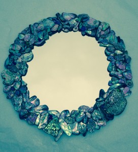 Abalone shell mirror by Catherine Miller