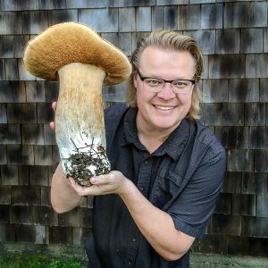 Paul Kozal with a huge Boletus edulis by Carol Kozal