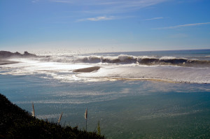 King Tides wash over sandbar of the Gualala River by Rozann Grunig