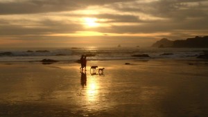 Donna Woodbury and Heidi Endemann take stroll on Anchor Bay Beach by Jerry Anon